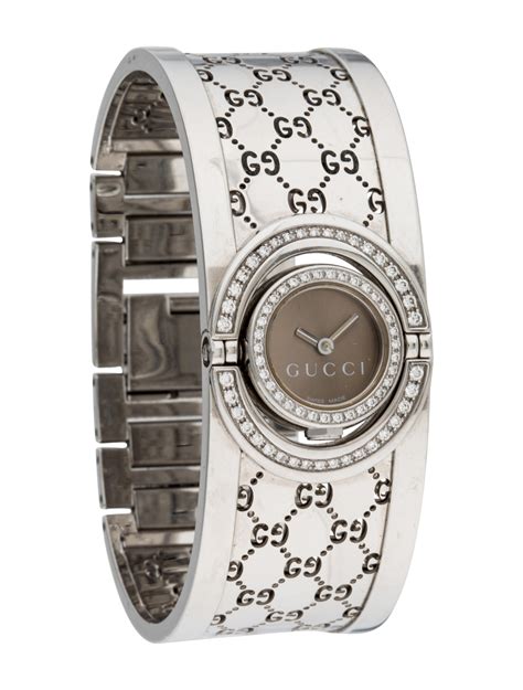 gucci white diamond watch|Gucci diamond watches for women.